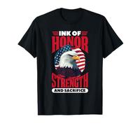 Ink of Honor Strength and Sacrifice Military US Flag Eagle T-Shirt