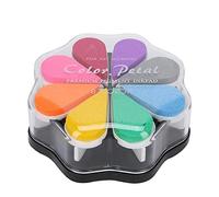 Ink Pad, 8 Colors Petal Shape Stamps Ink Pad for Scrapbooking Scheduling Craft Painting, Multicolor Blending Ink for Planners Artists Kids and Journaling Enthusiasts