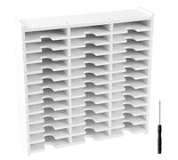Ink Pad Storage Rack, 36 Slots Ink Pad Holder, Ink pad Storage Box White Large Capacity Stamp Pad Organizer Holder for Desktop Stamp Pad Organizer Crafts Supply Stackable