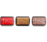 Ink Pads - Premium Pigment Fast Drying - Pack of 3 Colours Red, Copper and Natural