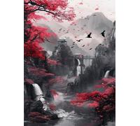 Ink Painting Landscape 50 Piece Jigsaw Puzzle for Adults, Creativity, Challenging and Difficult Puzzle, Brain Teaser Puzzles for Adults 50 Pieces for The Whole for Women, Men