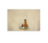 Ink Painting - Little Boy And Tiger Poster Vintage Art, Wall Canvas, Decoration Aesthetic, Living Room, Kids Room Dormitory, Cafe, Bathroom, Suitable for Bedroom, Gym, Cool Classic 12x18inch(30x45cm)