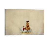 Ink Painting - Little Boy And Tiger Poster Vintage Art, Wall Canvas, Decoration Aesthetic, Living Room, Kids Room Dormitory, Cafe, Bathroom, Suitable for Bedroom, Gym, Cool Classic 08x12inch(20x30cm)