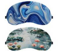 Ink Painting Lotus Flowers Mountains and Rivers 2-Pack Light-Blocking Soft Breathable Eye Masks Sleep Mask Eye Patch