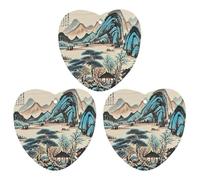Ink Painting Mountain Tree Car Air Freshener, 3 Pcs Love form Hanging Air Freshener Cards, Long Lasting Fragrance Scented Cards for Car, Home, Office Black-style