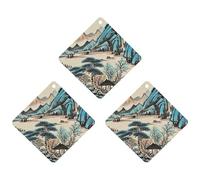 Ink Painting Mountain Tree Car Air Freshener, 3 Pcs Rhombus Hanging Air Freshener Cards, Long Lasting Fragrance Scented Cards for Car, Home, Office White-style
