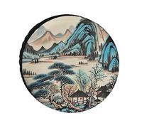 Ink Painting Mountain Tree Replacement Cover 32 Inch Oxford Wheel Protector Travel Accessories Waterproof Dustproof Tire Covers for RV Jeep SUV