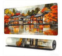 Ink Painting Mouse Pad 1600 x 800 x 3 mm XXL Desk Mat Ancient Town Mouse Mat, Extended Japanese Mousepad, Large Desk Pad with Non-Slip Base Office Accessories for Home Gaming Work Laptop, Model157