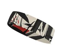 Ink Painting of Red Sun and Mountains Workout Headband for Men and Women Moisture Wicking Headband for Tennis, Basketball, Running, Gym Outdoor Sports Sweatband