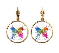 Ink-Painting Style like Gold Clip On Drop Earrings Non Piercing Dangle Jewelry