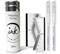 Ink Permanent Brow Mapping Kit for - 30m Mapping String, 2 White Mapping Pens, 50 Flexible Eyebrow Measuring Rulers - Pre-Inked Eyebrow String for Precise Symmetry and Professional Brow Design