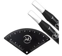 Ink Permanent Brow Mapping Kit with Eyebrow Ruler and 2 White Peeling Pencils - Aluminum Alloy Fan-Shaped Eyebrow Design Tool for Microblading, PMU, and Permanent Makeup