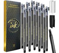 Ink Permanent Waterproof Eyebrow Mapping Pencils for Permanent Makeup, Microblading, and Blades Henna Applications 12 Piece Brow Mapping Peel Off Pencil Set
