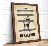 Ink Rebellion Industrial Framed Wall Art Print A4 (29.7×21cm) Walnut, Wall Decor for Living Room, Bedroom, Office & Home, Ready to Hang, Art Gift