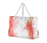 Ink Red and Gold Portable Large Tote Bags with Side Pocketes Womens Tote Bag with Zippered Pockets
