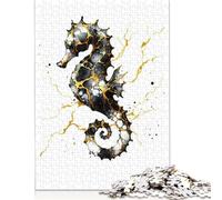 Ink Seahorses Jigsaw Puzzles Puzzles for Adults Kids. 1000 Pieces Great Gifts Challenge Toy Educational Games Home Decoration for Adults& Kids Age 14 Years Up 1000pcs (75x50cm)