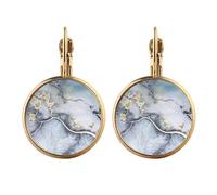 Ink Shading Watercolor Gold Clip On Drop Earrings Non Piercing Dangle Jewelry