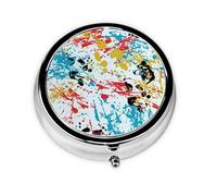 Ink Splashes Abstract PatternMeta Pill Box 3 Compartment Medicine Case,Portable Organizer