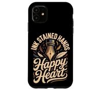Ink Stained Hands Happy Heart Calligraphy Calligrapher Case for iPhone 11