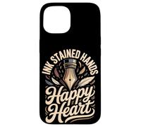 Ink Stained Hands Happy Heart Calligraphy Calligrapher Case for iPhone 15