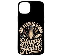 Ink Stained Hands Happy Heart Calligraphy Calligrapher Case for iPhone 15 Plus