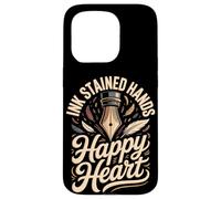Ink Stained Hands Happy Heart Calligraphy Calligrapher Case for iPhone 15 Pro