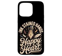 Ink Stained Hands Happy Heart Calligraphy Calligrapher Case for iPhone 15 Pro Max