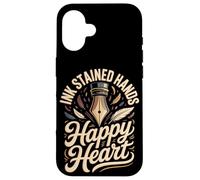 Ink Stained Hands Happy Heart Calligraphy Calligrapher Case for iPhone 16