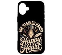 Ink Stained Hands Happy Heart Calligraphy Calligrapher Case for iPhone 16 Plus