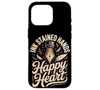 Ink Stained Hands Happy Heart Calligraphy Calligrapher Case for iPhone 16 Pro