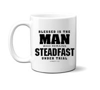 Ink Trendz Blessed is the man who remains steadfast under trial James 1:12 Coffee Mug -11 Oz. Ceramic Coffee Mug-Christian Mug Fathers Day