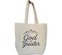 Ink Trendz God is Greater Mountain Tops Tote Bag 10oz. Vintage Natural Hemp Canvas Hemp Tote With Inner Zipper Pocket Tote Work, Beach, Shopping