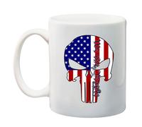 Ink Trendz We The People Punishr Skull Coffee Mug Patriotic American Flag | American Freedom Brew: 11 Oz. 2A Mug Cup (American Flah RWB)