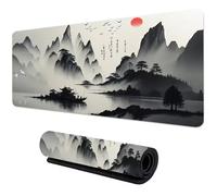 Ink-Wash Landscape Large Gaming Mouse Pad, 600x400x3mm Extended gaming mouse mat XXL improved Precision and Speed Mousemat with Stitched Edges, Desk Mat for Keyboard and Mouses