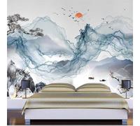Ink Wash Landscape Mountains Trees Flying Birds Small Boat 3D Wallpaper Luxury Home Dining Decor Paste Sofa Living Room The Wall for Bedroom Mural-300cm×210cm