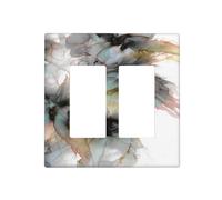 Ink Wash Painting Marble Flower 2 Gang Outlet Covers Double Rocker Light Switch Cover Decorative Gfci Wall Plate Electrical Receptacle Switchplate Plug for Home Decor