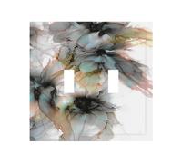 Ink Wash Painting Marble Flower Double Toggle Light Switch Covers Plate Decorative 2-Gang Wall Plate Dual Device Electrical Switchplate Faceplate for Home Decor