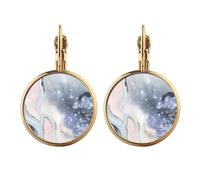 Ink Watercolor Shading Gold Clip On Drop Earrings Non Piercing Dangle Jewelry