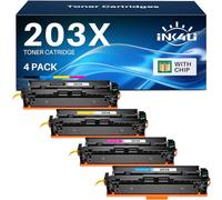 INK4U 203X M281fdw M254dw Toner Cartridge: Compatible for HP 203X 203A Color Laserjet Pro MFP M281fdw M254dw M281fdn M280nw M281cdw M254nw M254dn M281 CF540X CF540A Black Cyan Yellow Magenta 4-Pack