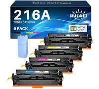 INK4U 216A Toner Cartridges Compatible with HP 216A for Color Laserjet Pro MFP M183fw M182n M182nw M155a M155nw W2410A W2411A W2412A W2413A Printer, With Chip 4-Pack (Black, Cyan, Magenta, Yellow)