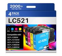 INK4U 4 Pack LC521 Ink Cartridges Replacement for Brother LC-521