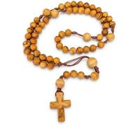 INKANAT Palo Santo Catholic Rosary | Handmade with 59 Beads | Wooden Cross | Made in Peru | Catholic Rosary for Prayer | Natural Aroma