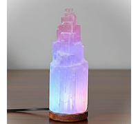 INKANAT Selenite Lamp 15cm USB Color Changing LED Light - Energy Crystal Lamp for Decoration, Meditation, Yoga, Relaxation and Spiritual Gifts