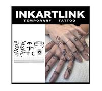 INKARTLINK 2 Sheets Medium Semi Permanent Tattoo Tech - Adult Art Design Temporary Tattoos, Lasts 1-2 Weeks (Henna Finger Tattoo for Women 3)