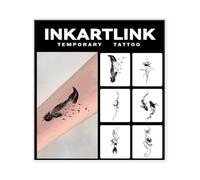 INKARTLINK 6 Sheets Temporary Tattoos, Semi-Permanent Tattoo, Fake tattoos, 1-2 Weeks Tattoo, For the Mature and Elegant Women, Ink Wash Feather Tattoos Temporary.