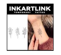 INKARTLINK Tattoo Tech, 2 Sheets Medium Semi Permanent Tattoo, Temporary Tattoos, Last 1-2 Weeks, Waterproof, Realistic Look, No Adhesive, No Reflection (Three Bunches of Flowers)