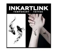 INKARTLINK Tattoo Tech, 3 Sheets Small Semi Permanent Tattoo, Adult Art Design Temporary Tattoos, Lasts 1-2 Weeks, Waterproof, Realistic Look, No Adhesive, No Reflection (Yin Yang Fish Design)