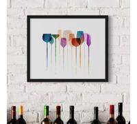 INKati Colourful Party Vibes - Textured Glassware Collage / 40x50cm Premium 100% Cotton Wall Art/Medium-Large Size Fine Art Supplied Rolled and Frameless