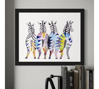INKati Colourful Zebras / 40x50cm Premium 100% Cotton Wall Art/Medium-Large Size Fine Art Supplied Rolled and Frameless