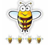 INKati Happy Bee Collection - 4-Pack of Exclusive Large Vinyl Sticker Decals for Luggage, Car Bumpers and Laptops - Durable and Weatherproof Gloss Finish with Removable Adhesive (Design D 4-Pack)